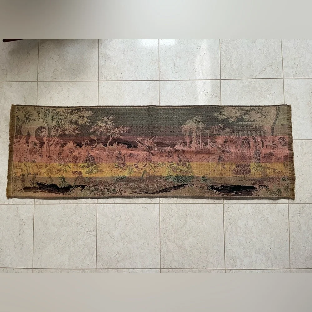 Vintage French musicians hand woven rectangle tapestry